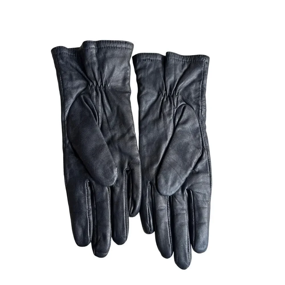 Y2K Vintage Black Leather Thinsulate Lined Gloves Size M